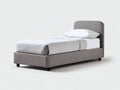 Einzelbett gepolstert 205x105x105 cm - Grau - modernes Design mit abgerundetem Kopfteil