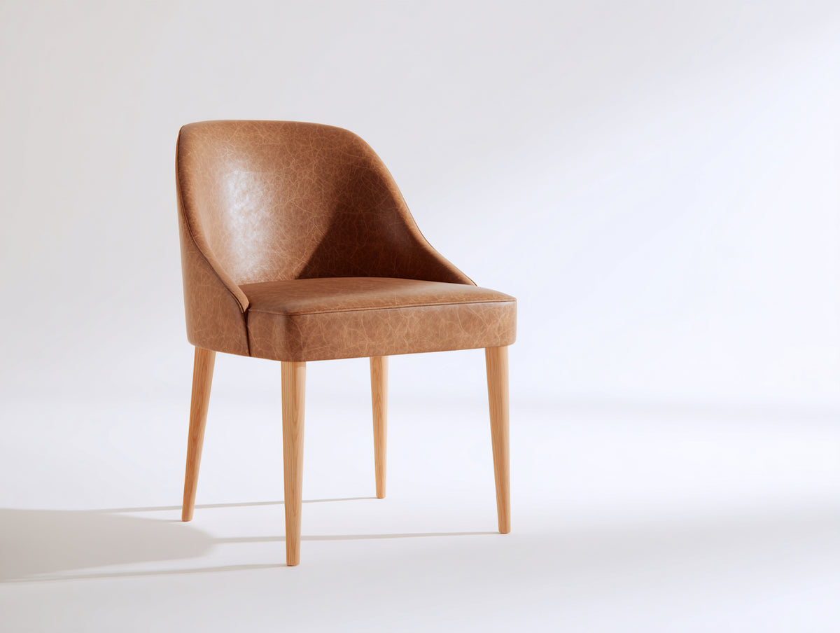Esszimmerstühle gepolstert 57x61x85 cm - Braun-Natur - modernes Design mit geschwungener Rückenlehne