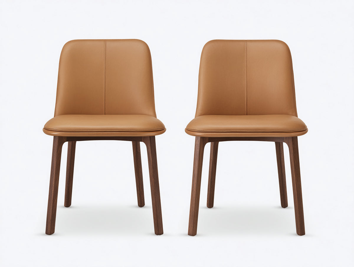 Esszimmerstühle 2er Set Kunstleder Holz 49x55x83 cm - Cognac-Dunkelbraun - modernes Design