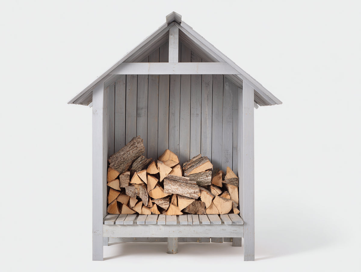 Kaminholzregal Holz 100x60x170 cm - Weiß - Überdachtes Brennholzregal mit erhöhtem Boden