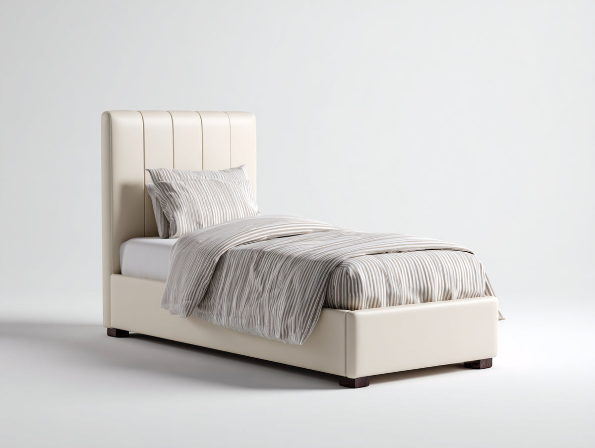 Einzelbett Polsterbett 215x110x115 cm - Beige - modernes Design