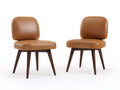 Esszimmerstühle Kunstleder und Holz 55x60x85 cm - Cognacbraun - 2er Set im modernen Design