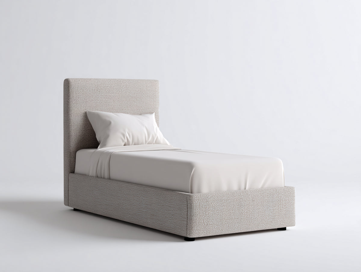 Einzelbett gepolstert 208x105x118 cm - Beige - modernes Design mit hohem Kopfteil
