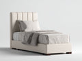 Einzelbett Kunstleder gepolstert 210x100x115 cm - Beige - Modernes Bett mit hohem Kopfteil