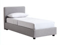 Einzelbett Stoff gepolstert 210x100x110 cm - Hellgrau - Modernes Bett mit hohem Kopfteil