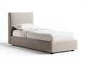 Einzelbett gepolstert 210x105x110 cm - Beige - modernes Stoffbett mit hohem Kopfteil