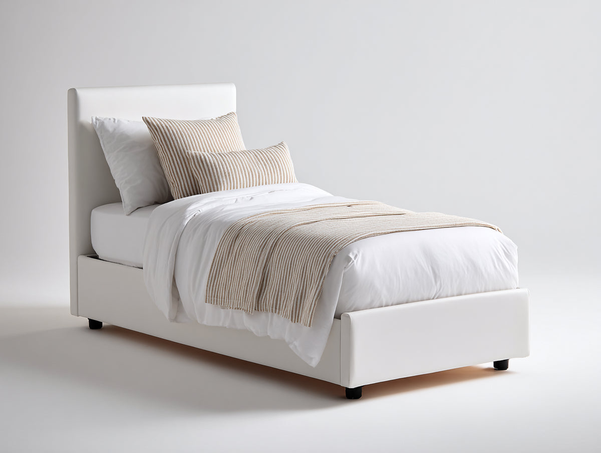 Einzelbett Polsterbett 215x110x110 cm - Weiß - modernes Design