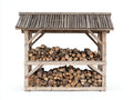 Kaminholzregal Holz 180x70x170 cm - Naturgrau - Überdachtes Brennholzregal mit 2 Lagerebenen