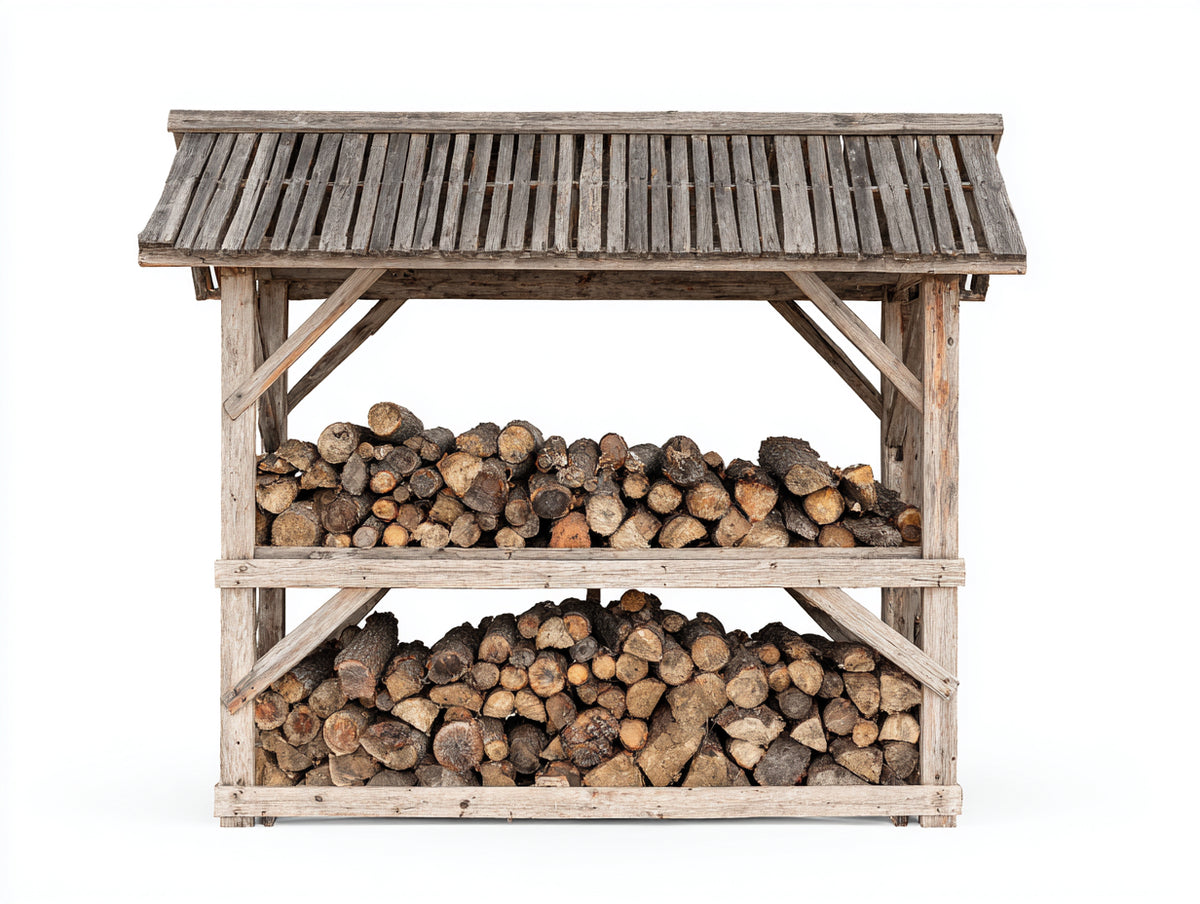Kaminholzregal Holz 180x70x170 cm - Naturgrau - Überdachtes Brennholzregal mit 2 Lagerebenen