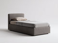 Einzelbett mit gepolstertem Stoffbezug und Kopfteil 200 x 100 x 90 cm - Taupegrau - modernes minimalistisches Design