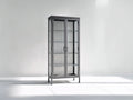 Vitrinen aus Metall und Glas 90x40x180 cm - Anthrazit-Transparent - zweitüriger Hochschrank im modernen Industrie-Stil