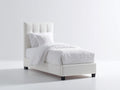 Einzelbett mit gepolstertem Kopfteil 200 x 100 x 105 cm - Weiß - modernes Design